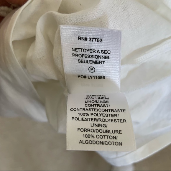 WHITE LINEN SLEEVELESS SHIFT SUMMER DRESS / DAISY MOTIF / LINED / VINTAGE / 2 - Picture 4 of 9